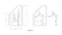 人物モデル化 階段下等の狭小トイレの動作検討 DXF