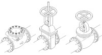 鋳鉄製JIS10Kフランジ型GV,SV.CV等角図